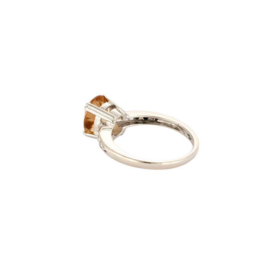 BAGUE CITRINE OR BLANC & DIAMANTS.