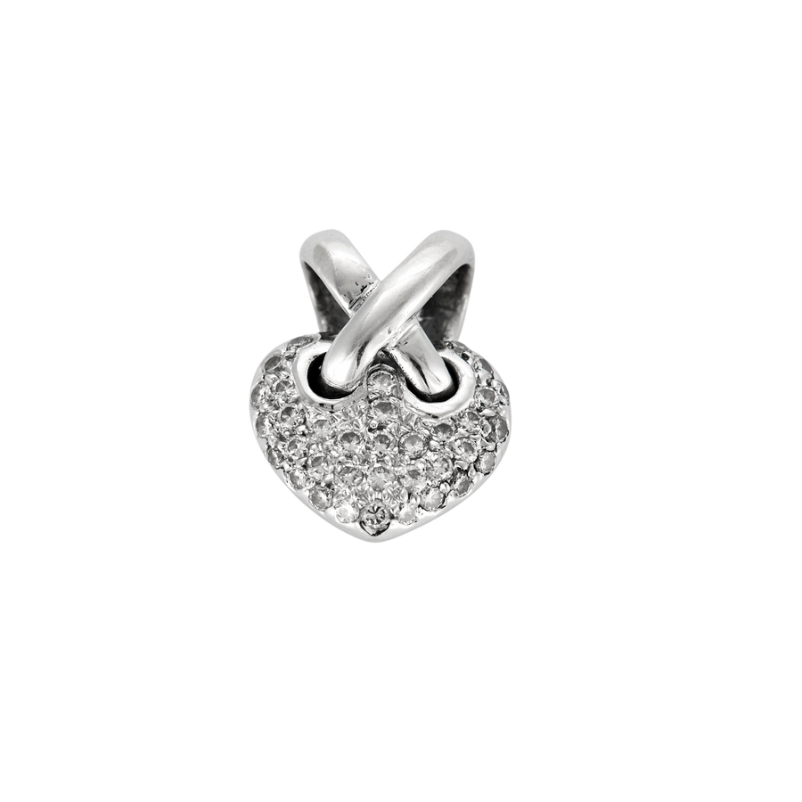 PENDENTIF COEUR OR BLANC ET DIAMANTS.