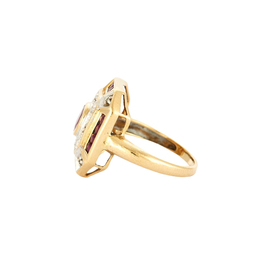 BAGUE ART DECO OR ET RUBIS.