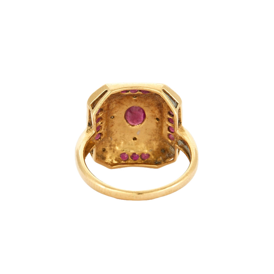 BAGUE ART DECO OR ET RUBIS.