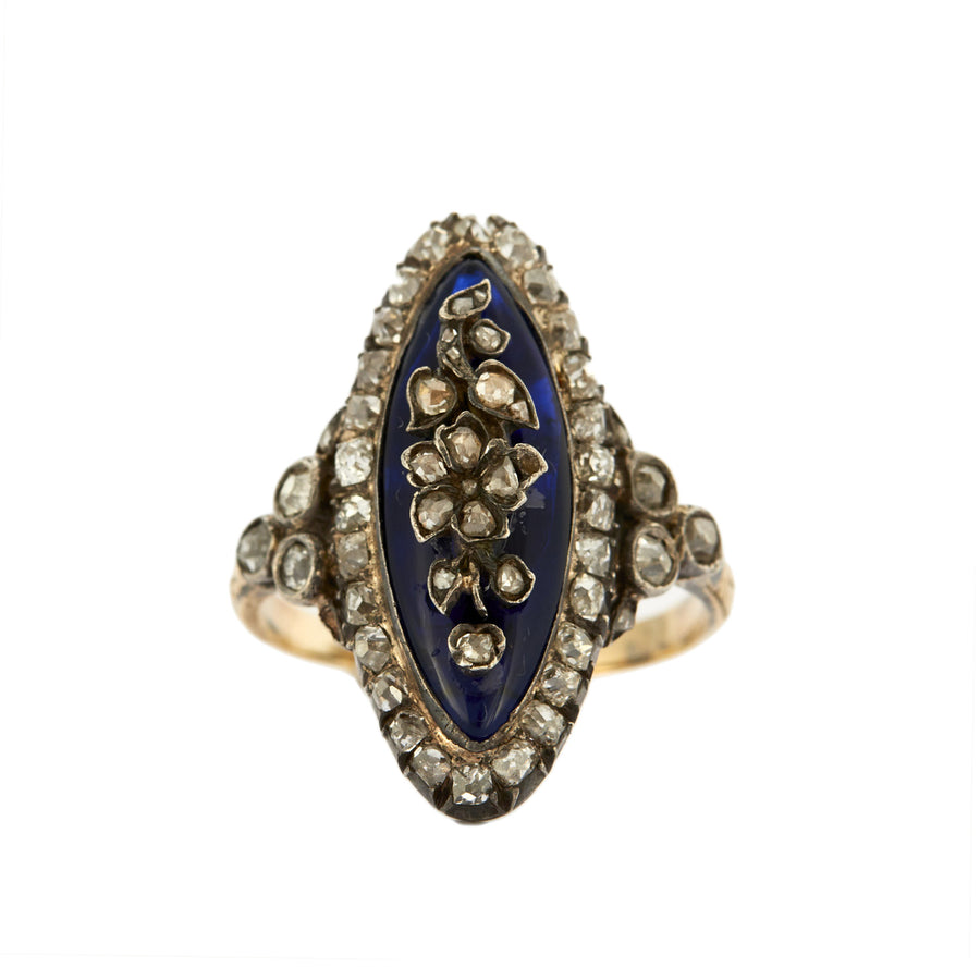 BAGUE MARQUISE ANCIENNE OR & DIAMANTS