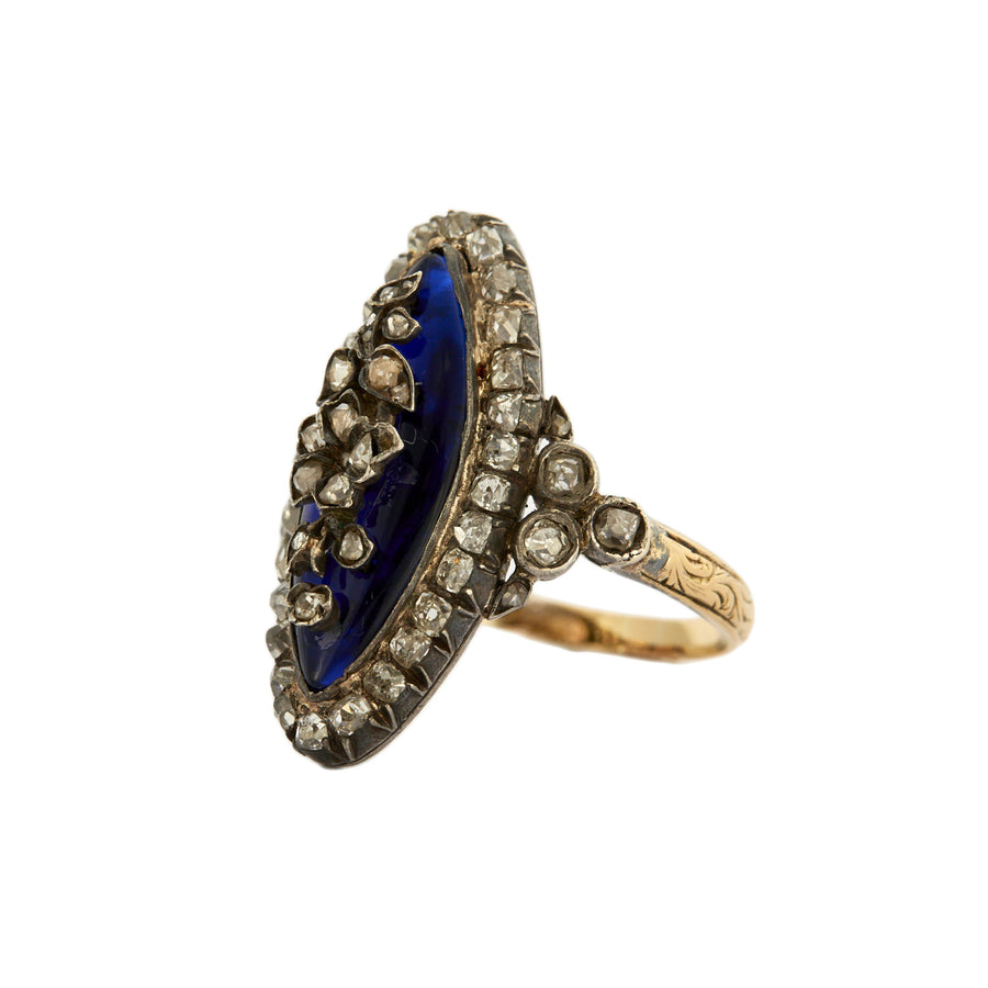 BAGUE MARQUISE ANCIENNE OR & DIAMANTS