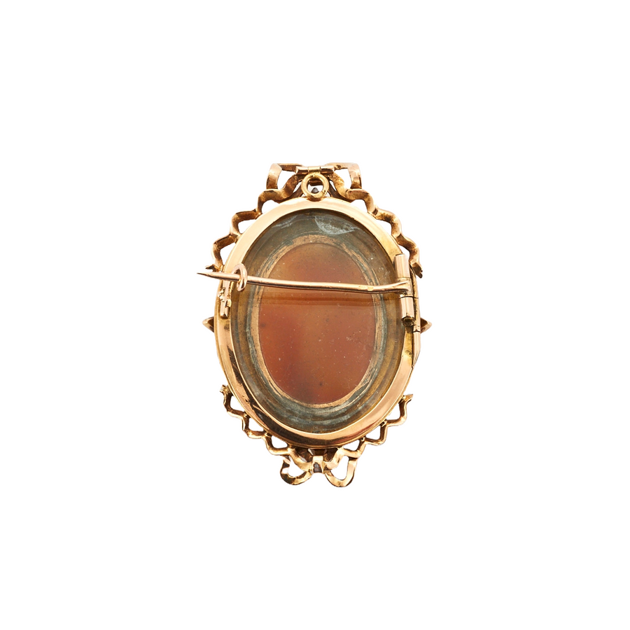 BROCHE-PENDENTIF CAMÉ SUR AGATHE OR