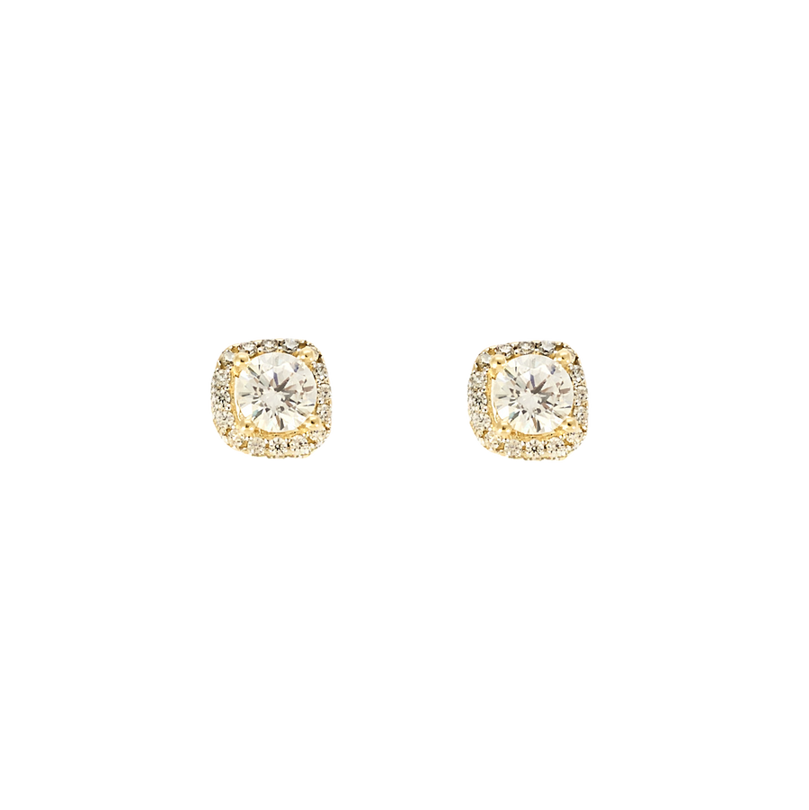 PUCES D'OREILLES OR JAUNE ET ZIRCONIUMS