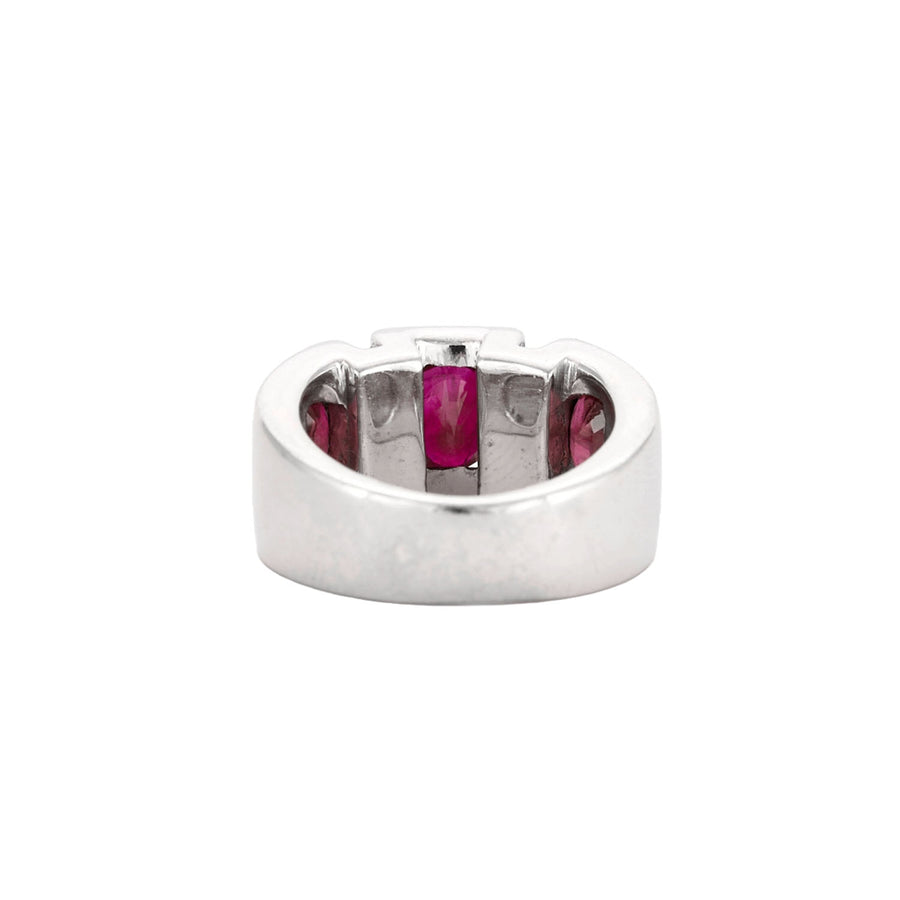 BAGUE OR BLANC DIAMANTS ET RUBIS.