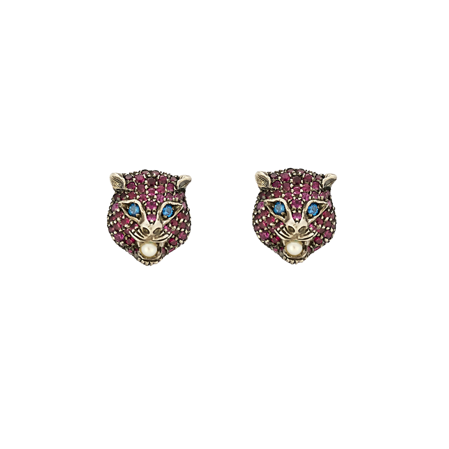 BOUCLES D'OREILLES GUCCI TIGRE OR ET ARGENT