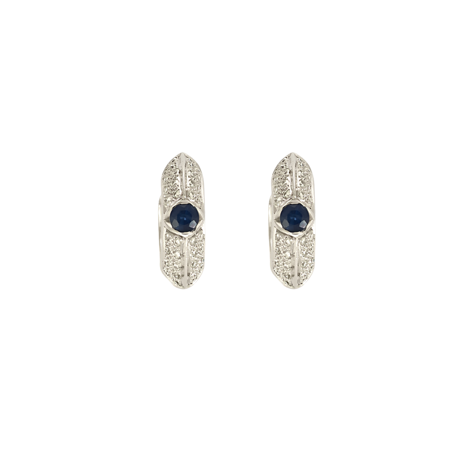 BOUCLES D'OREILLES CRÉOLES OR, DIAMANTS ET SAPHIRS