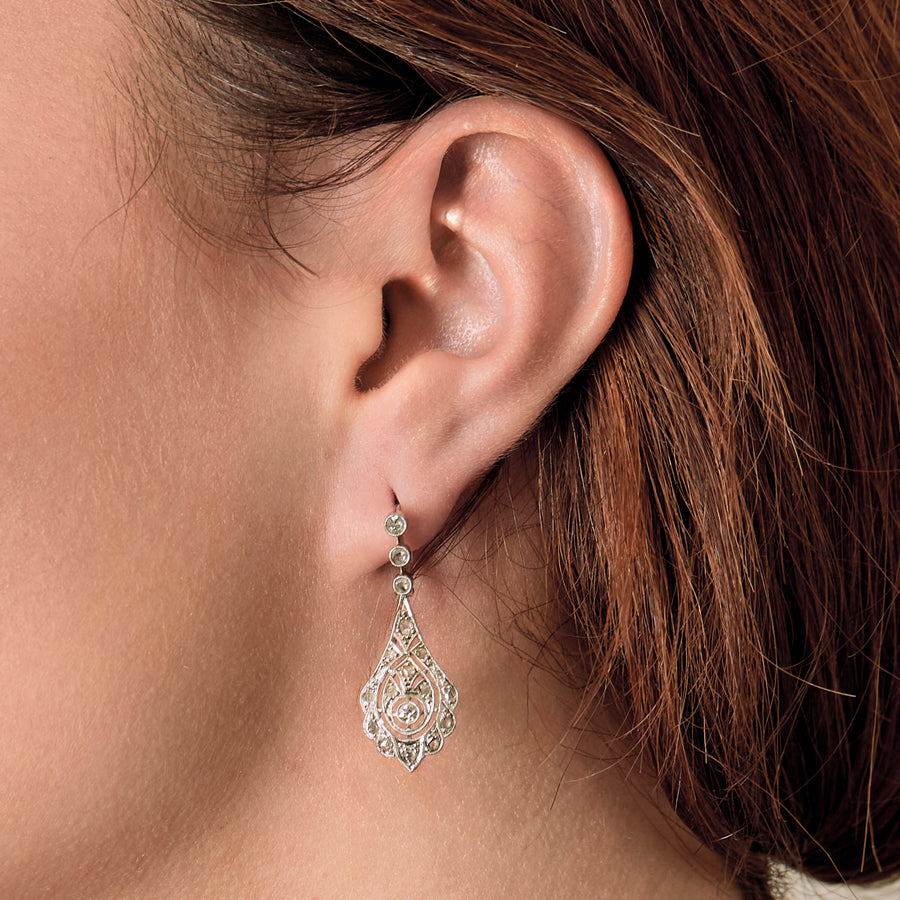 BOUCLES D'OREILLES ART DÉCO OR ET DIAMANTS