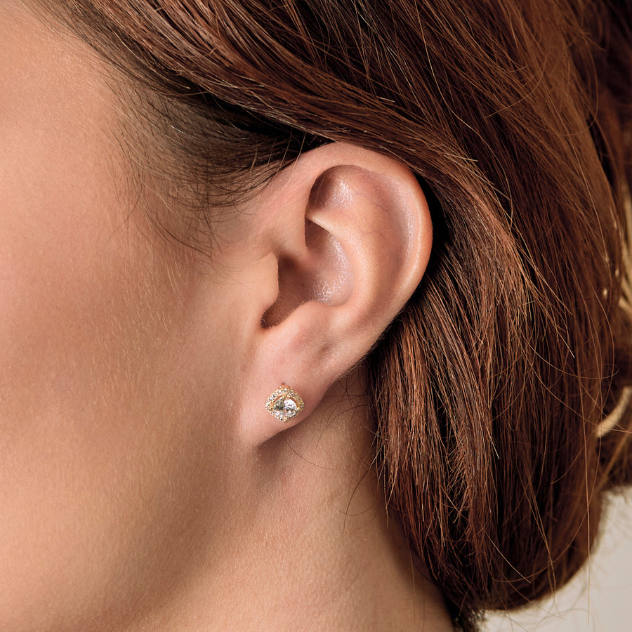 PUCES D'OREILLES OR JAUNE ET ZIRCONIUMS