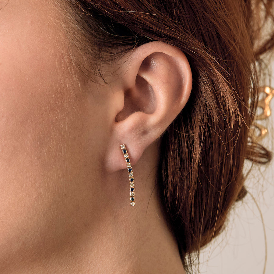 BOUCLES D'OREILLES OR, SAPHIRS ET DIAMANTS