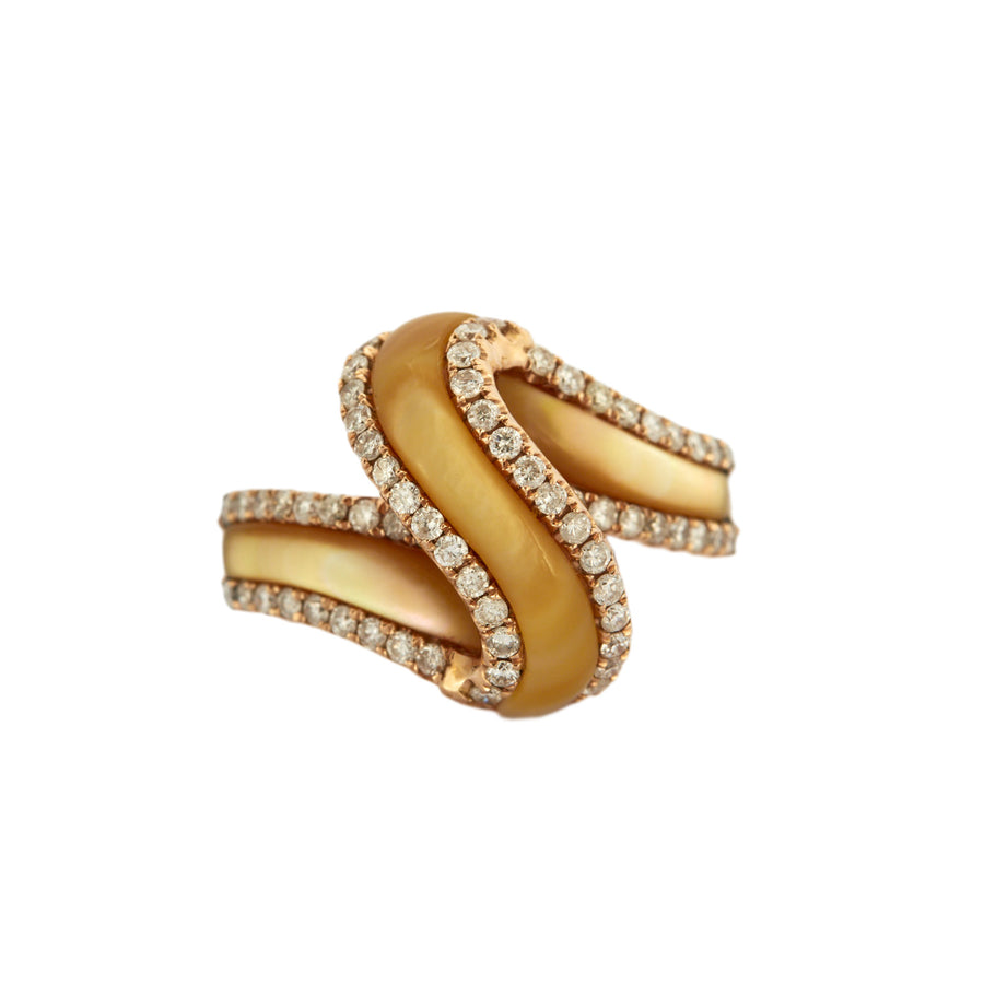 BAGUE "GALON" OR & NACRE