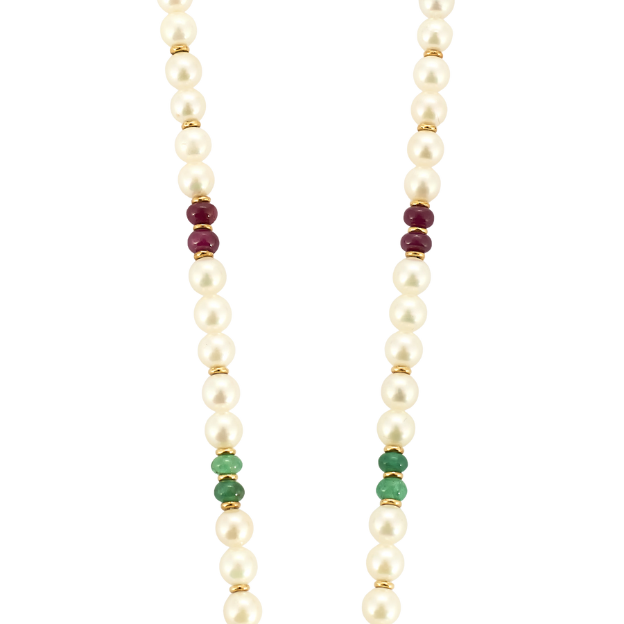 COLLIER DE PERLES ET PIERRES PRÉCIEUSES