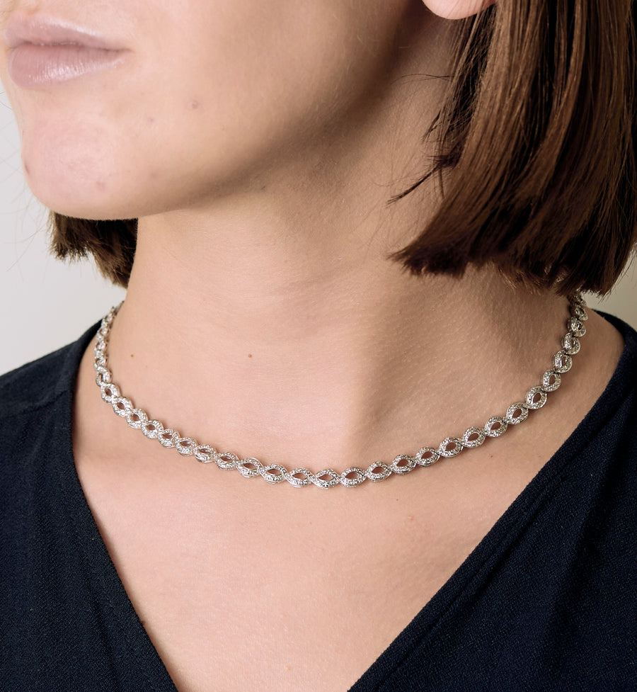 COLLIER OR BLANC ET DIAMANTS