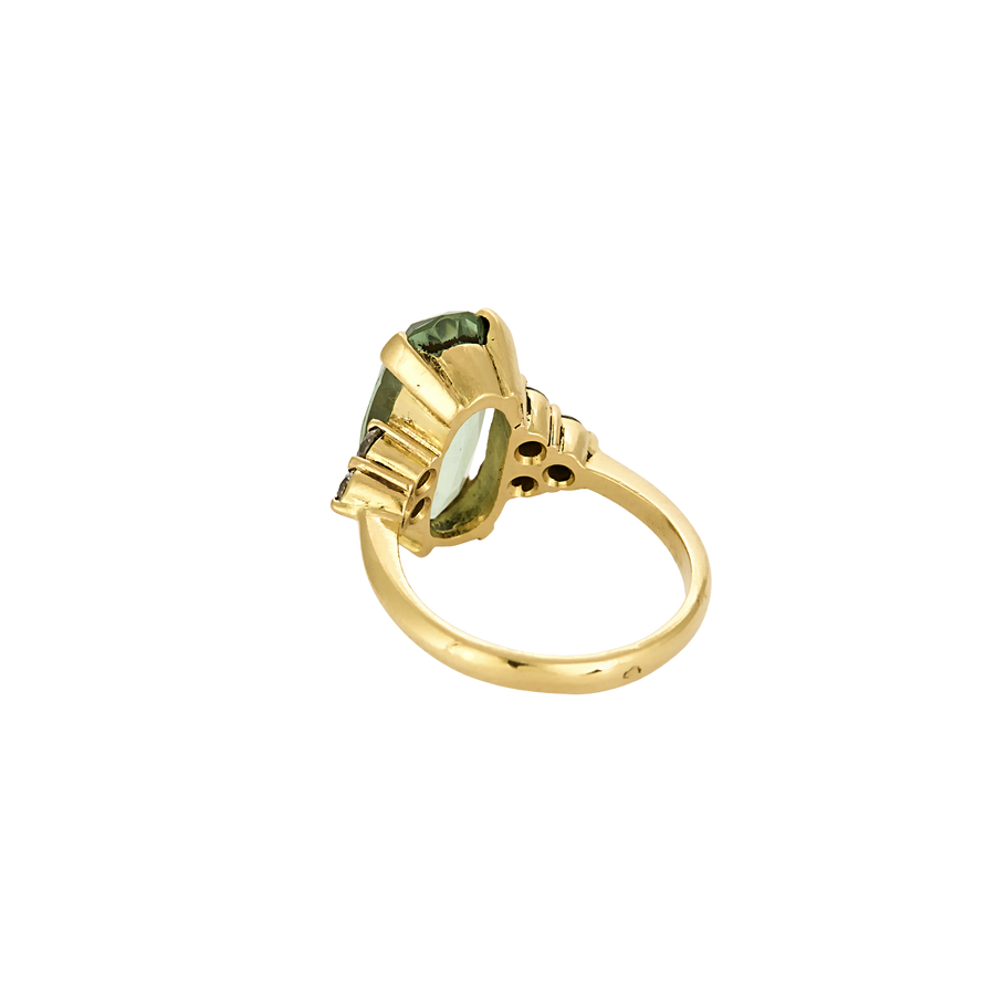 BAGUE OR JAUNE TOURMALINE VERTE ET DIAMANTS
