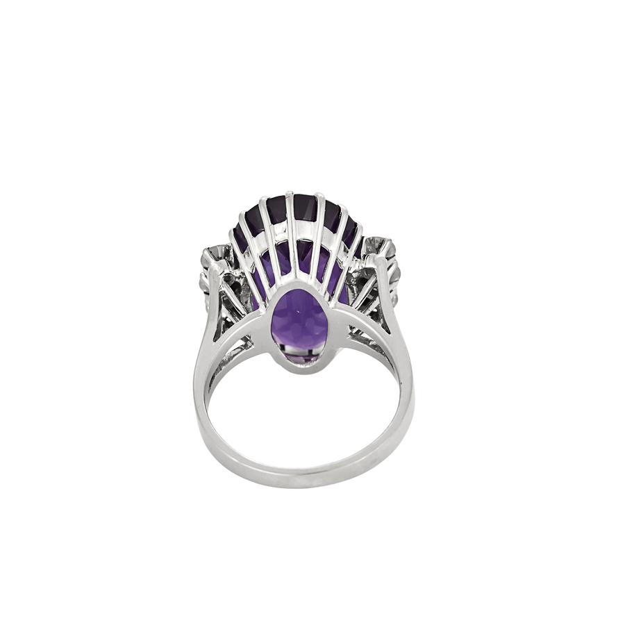BAGUE OR BLANC, AMÉTHYSTE ET DIAMANTS