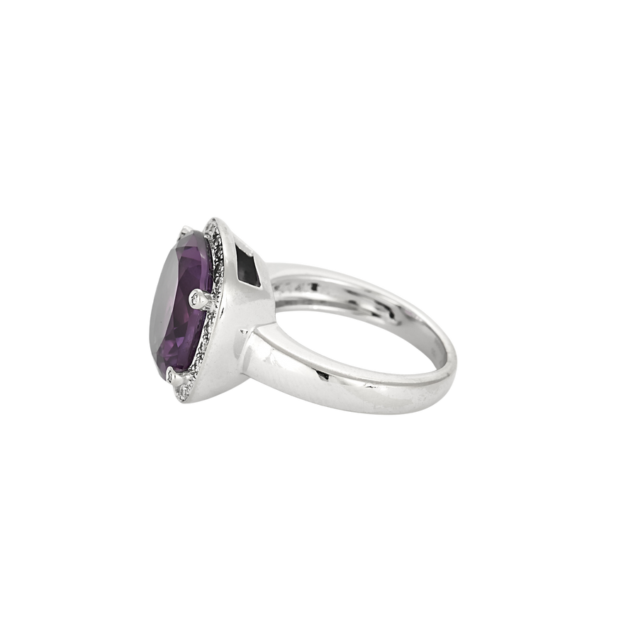 BAGUE POIRAY "FILLE ANTIQUE" OR BLANC DIAMANTS ET AMÉTHYSTE