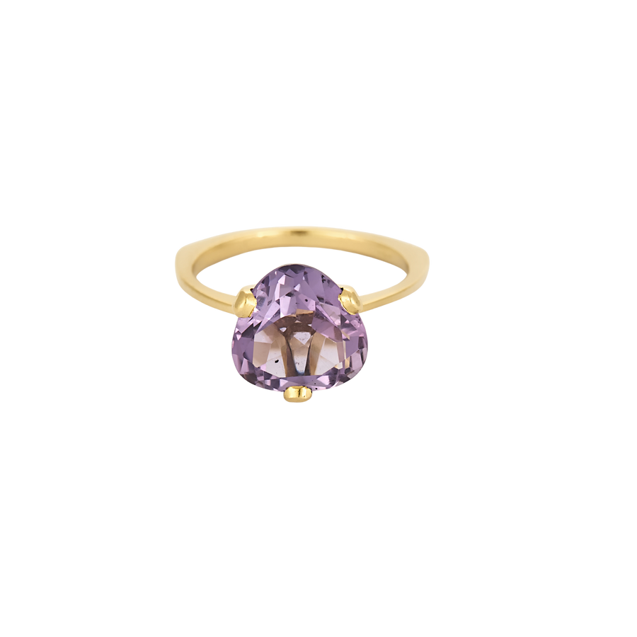 BAGUE OR JAUNE ET AMETHYSTE