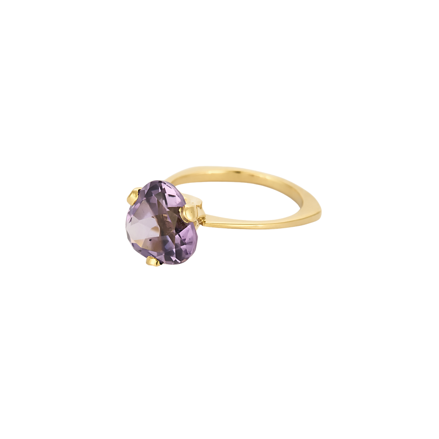BAGUE OR JAUNE ET AMETHYSTE