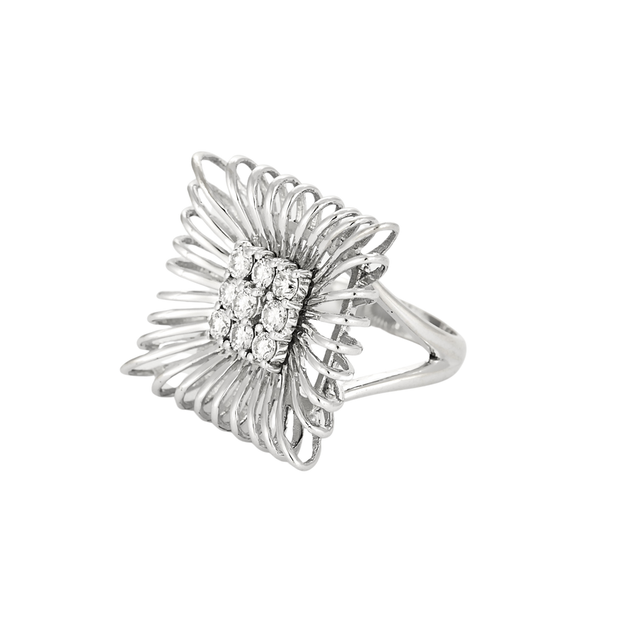 BAGUE VINTAGE OR BLANC ET DIAMANTS