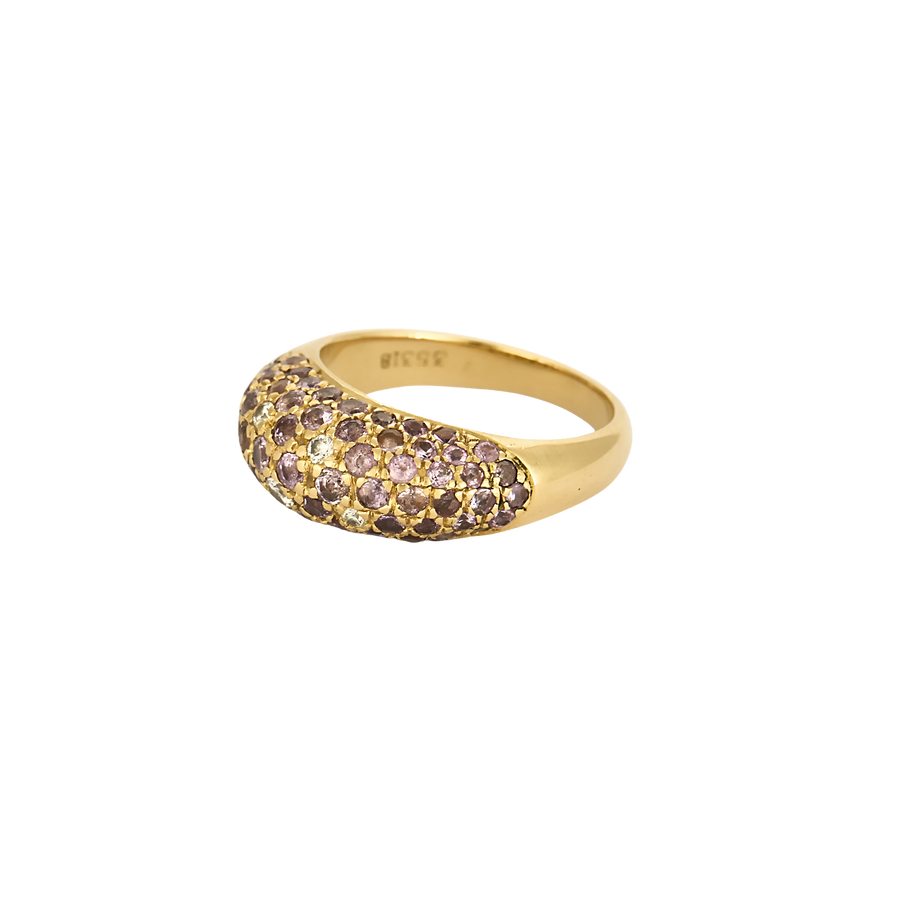 BAGUE JONC POIRAY OR, DIAMANTS ET SAPHIRS