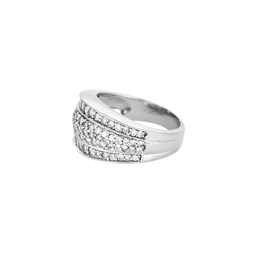 BAGUE JONC OR BLANC ET DIAMANTS