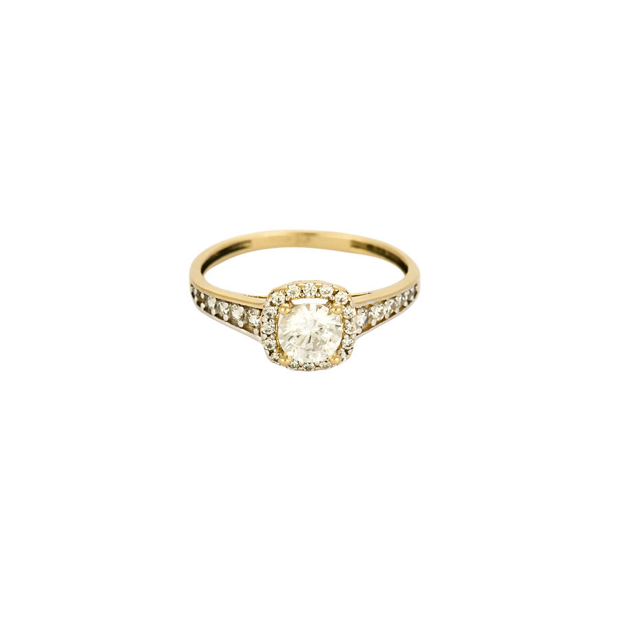 BAGUE OR JAUNE ET ZIRCONIUMS