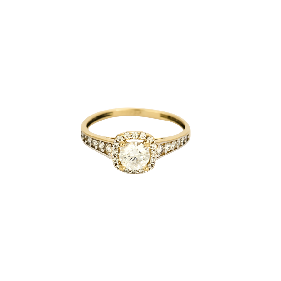 BAGUE OR JAUNE ET ZIRCONIUMS