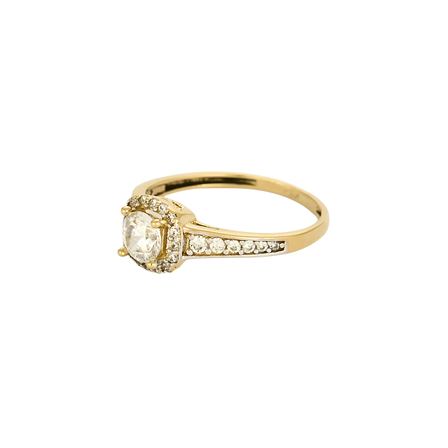 BAGUE OR JAUNE ET ZIRCONIUMS