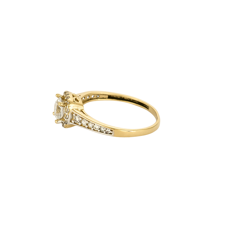 BAGUE OR JAUNE ET ZIRCONIUMS