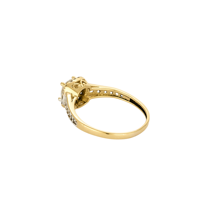 BAGUE OR JAUNE ET ZIRCONIUMS