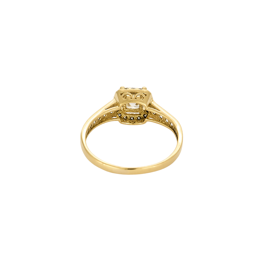 BAGUE OR JAUNE ET ZIRCONIUMS
