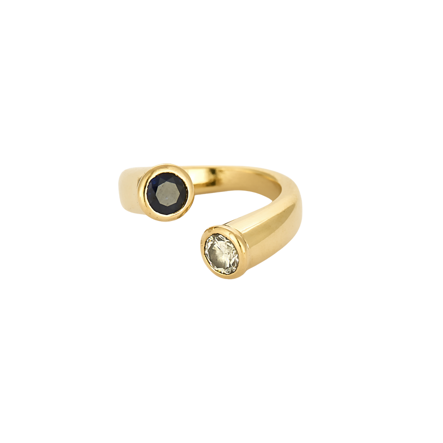 BAGUE TOI ET MOI OR, DIAMANT ET SAPHIR