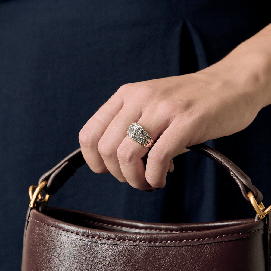 BAGUE JONC OR BLANC ET DIAMANTS
