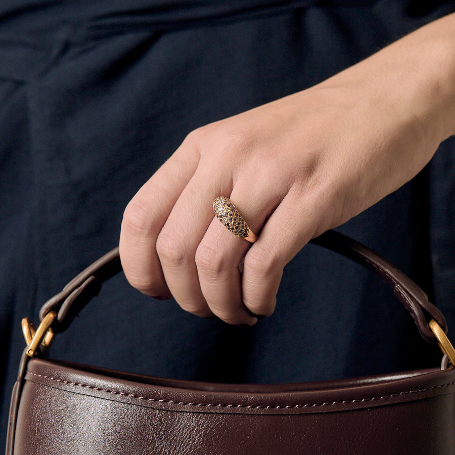 BAGUE JONC POIRAY OR, DIAMANTS ET SAPHIRS