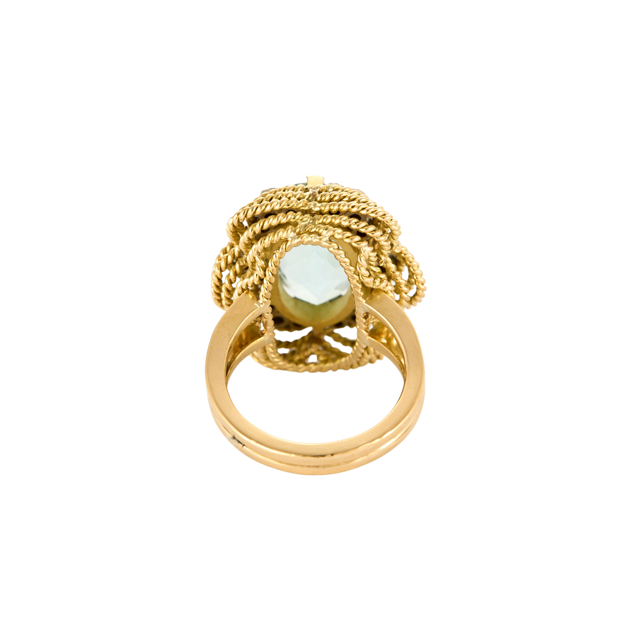 BAGUE OR JAUNE ET AIGUE-MARINE.