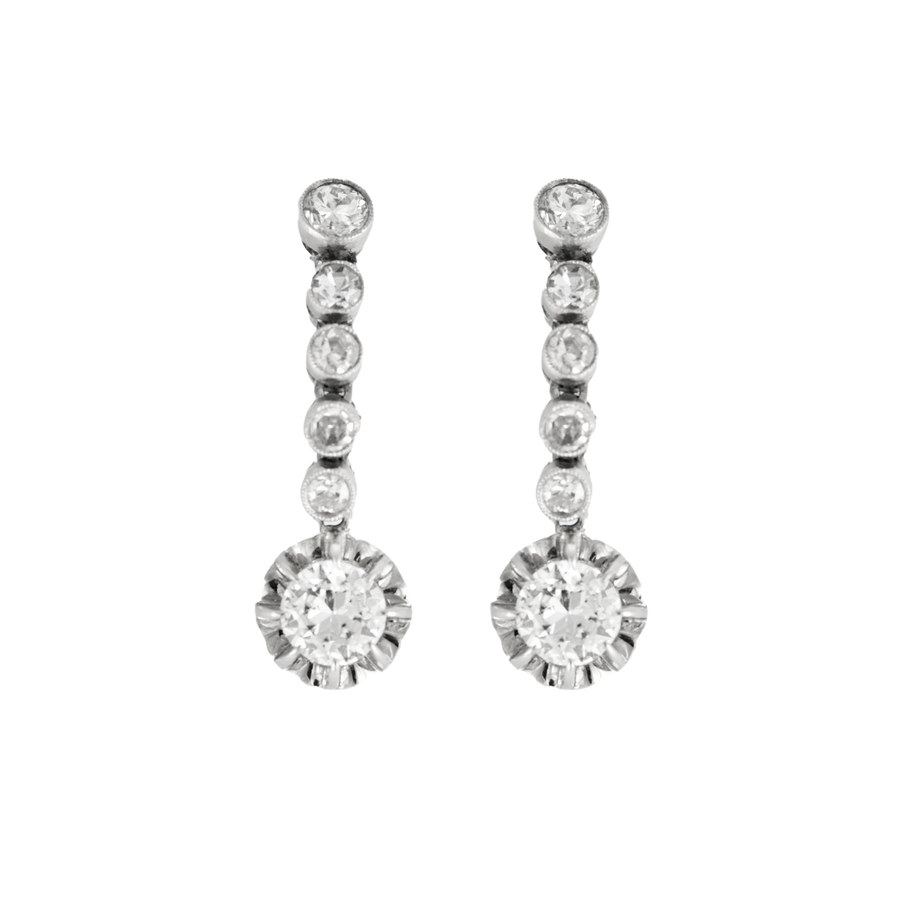 BOUCLES D'OREILLES "DORMEUSES" OR & DIAMANTS.