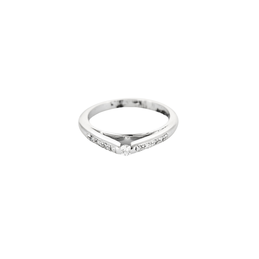 BAGUE SOLITAIRE OR & DIAMANT.