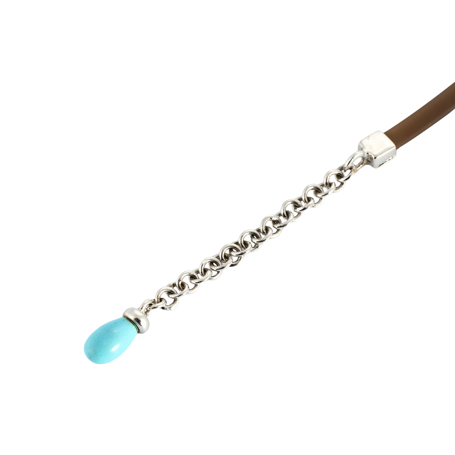 BRACELET OR BLANC, DIAMANTS ET TURQUOISE.