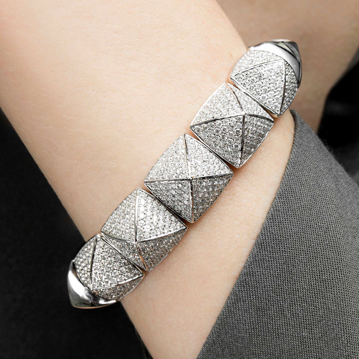 BRACELET "PYRAMIDE" OR BLANC & DIAMANTS