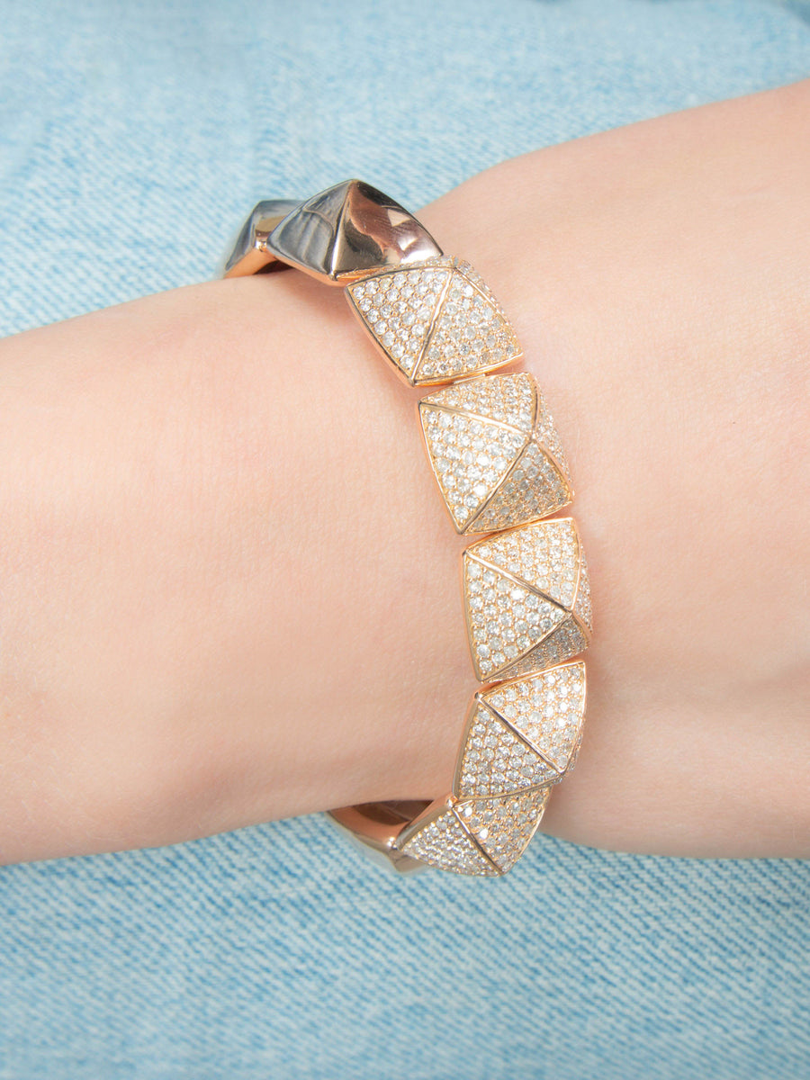 BRACELET "PYRAMIDE" OR ROSE ET BRILLANTS