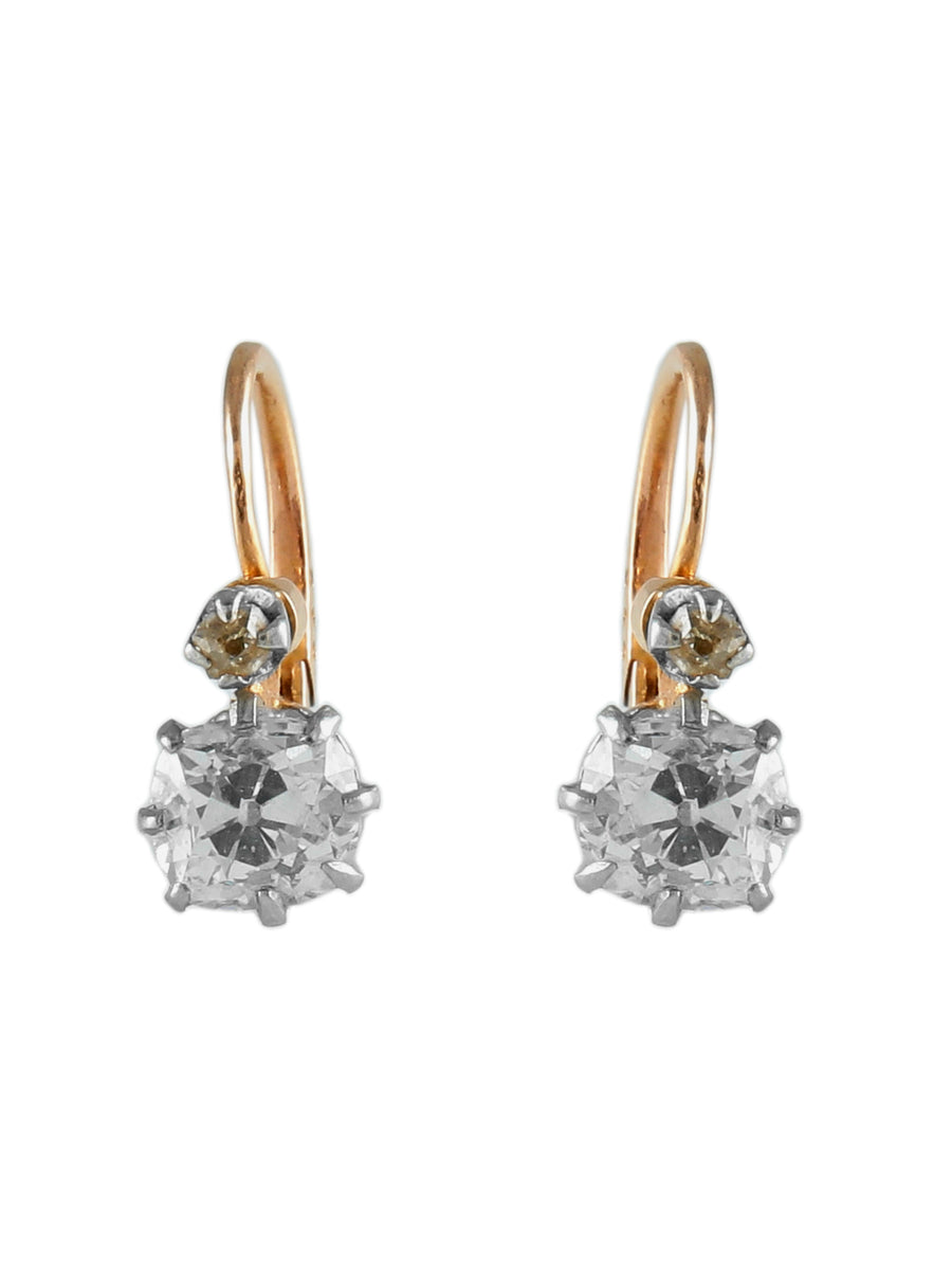 BOUCLES D'OREILLES "DORMEUSES" OR & DIAMANTS