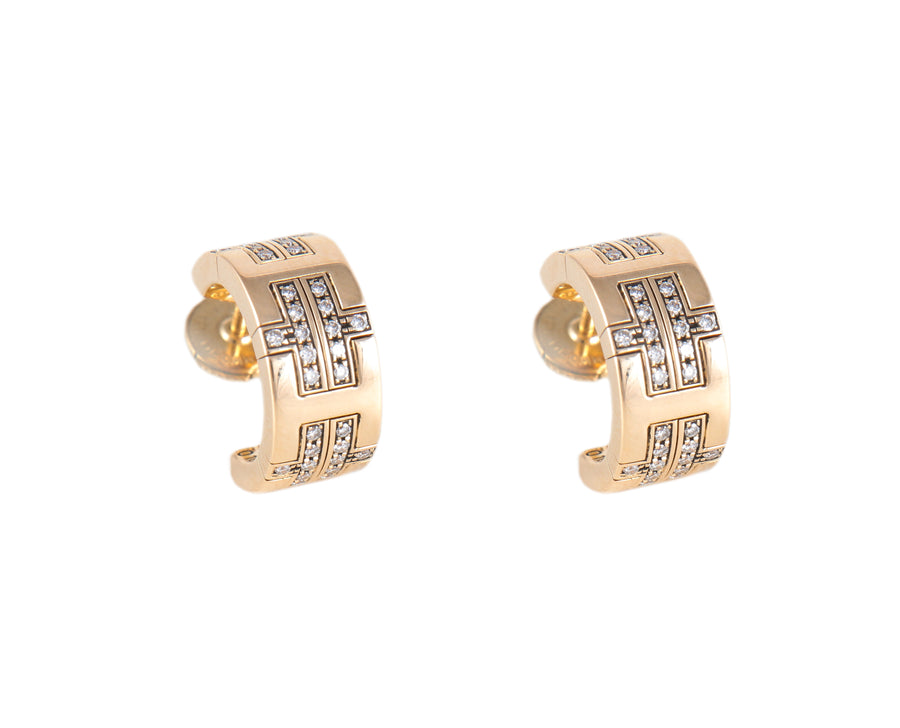 BOUCLES D'OREILLES "HERMES" OR & DIAMANTS